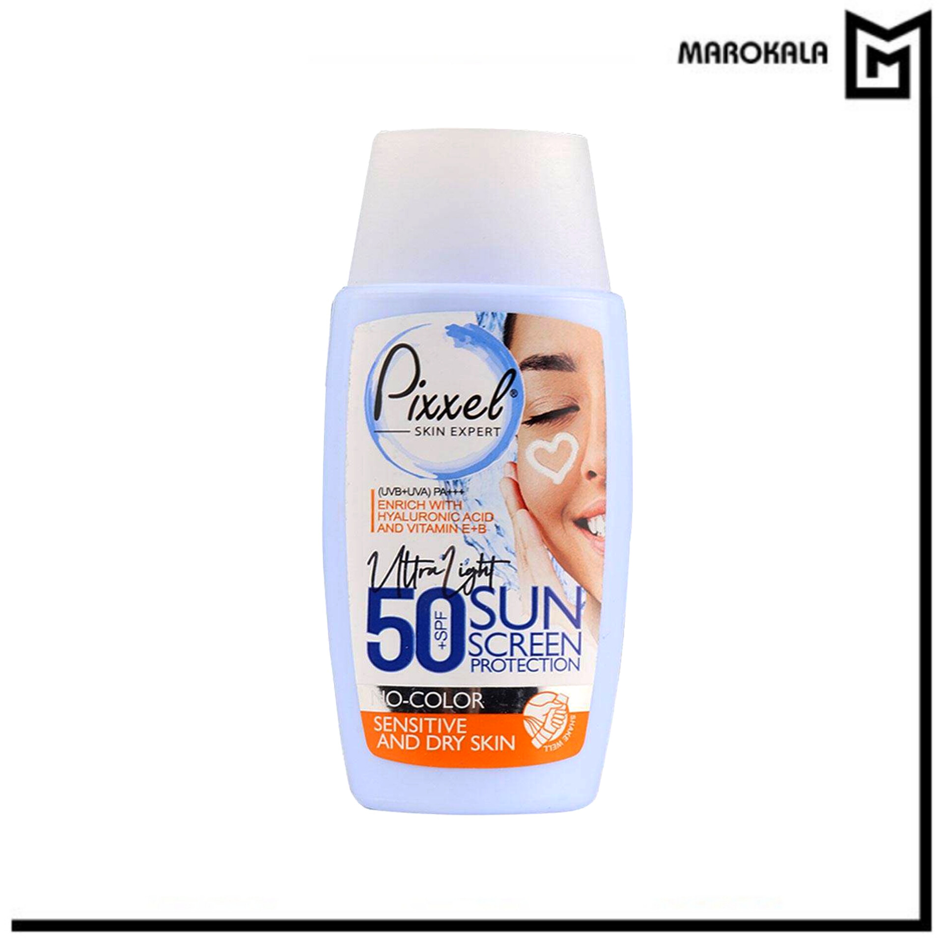 کرم ضد آفتاب بی رنگ SPF50 پیکسل مناسب پوست خشک و حساس حجم 50 میلی لیتر(قیمت خرید عمده تومان)